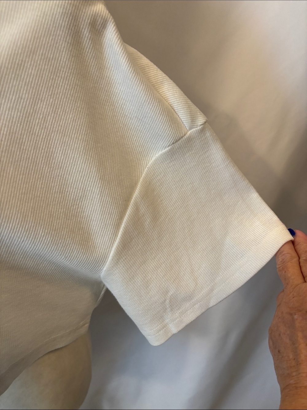 Cropped Polo Top in White - Relaxed Rib - see measurements - Picture 4 of 9